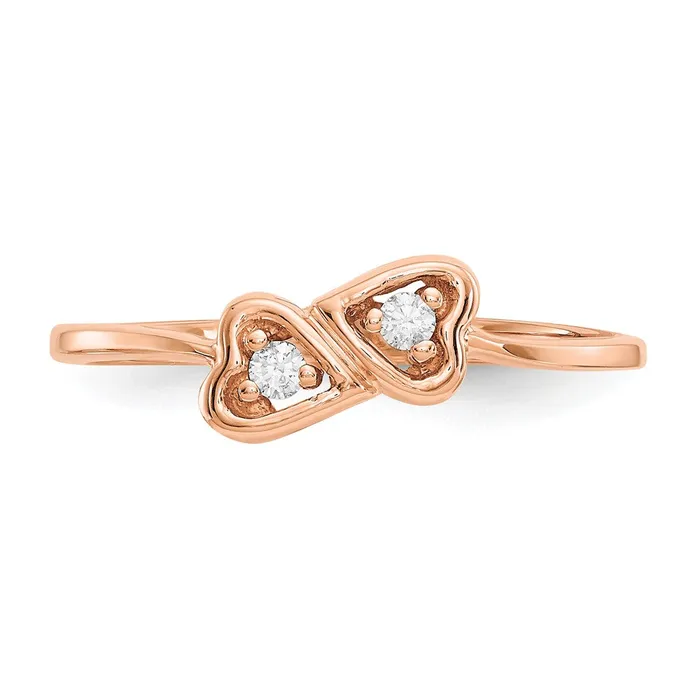 14k Rose Gold Polished AA Real Diamond Heart Ring Goldiacom Rings