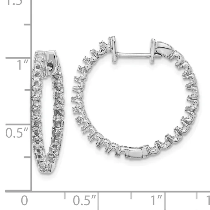 Earrings Solid 14k White Gold AA Simulated CZ Hinged Hoop Earrings Goldia