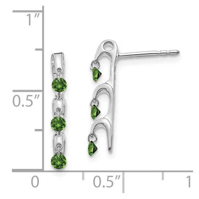 Goldia Earrings Solid 14k White Gold Green Simulated CZ Earrings