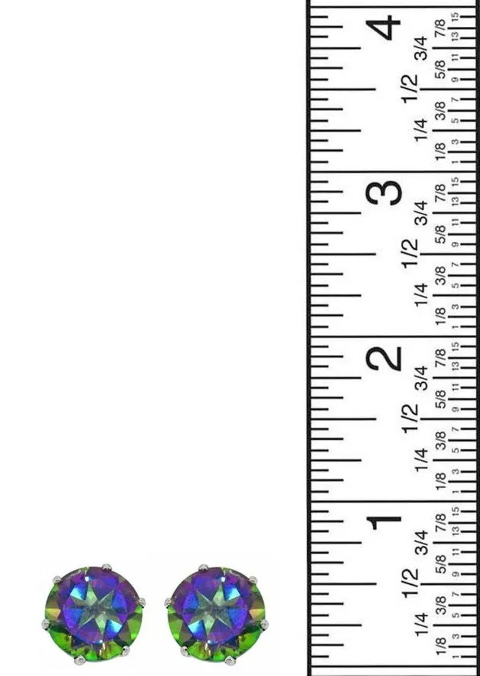 YoTreasure Earrings Rainbow Topaz Stud Earrings Solid 925 Sterling Silver Gemstone