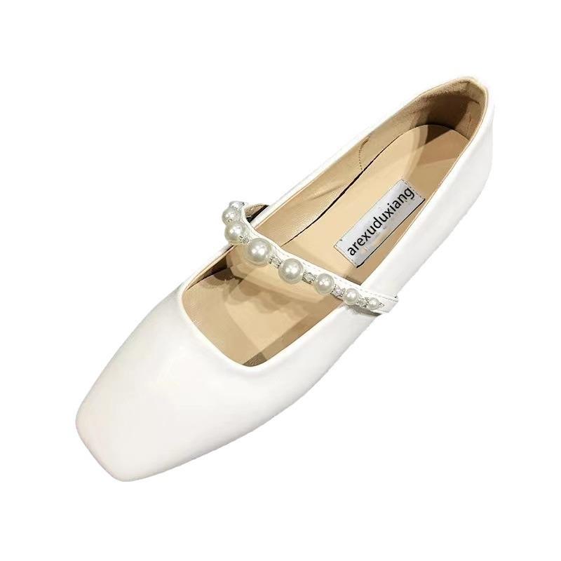 Leather Ballerinas With Pearls | Womens Laced Shoes Laced Shoes Laced Shoes