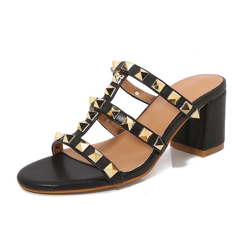 Leather Rockstud Mules | Womens Sandals Sandals Sandals