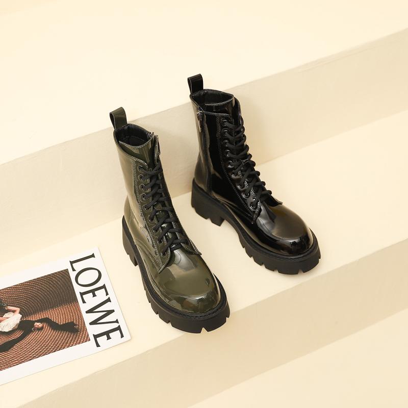 Round Toe Lace-up Boots | Womens Boots Boots Boots