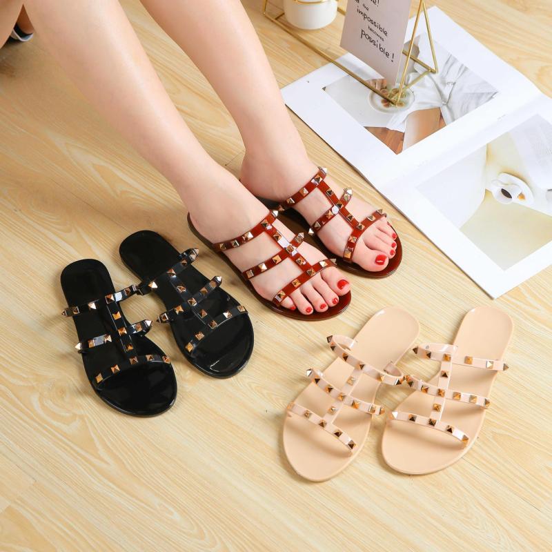 Rubber Rockstud Thong Slippers | Womens Flat shoes Flat shoes Flat shoes