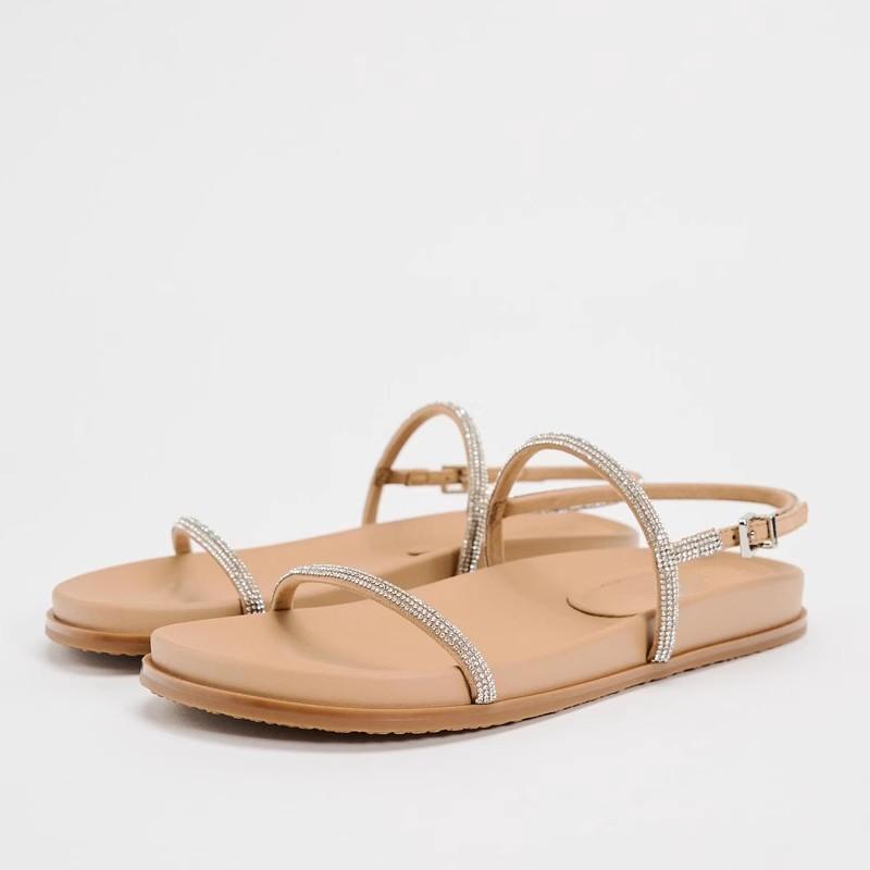 Sand Satin And Leather Diana Sandals | Womens Sandals Sandals Sandals