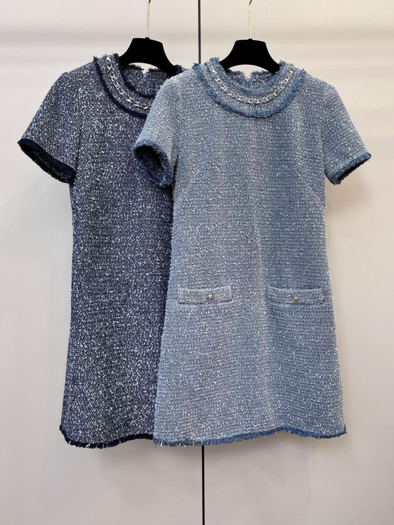 Textured Tweed Denim Short Dress | Womens Dresses Clothing Dresses