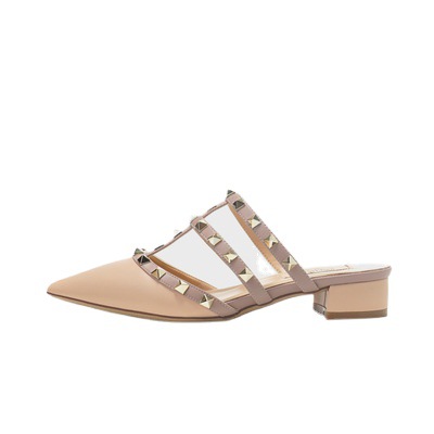 Two-tone Leather Rockstud Slippers | Womens Laced Shoes Laced Shoes Laced Shoes